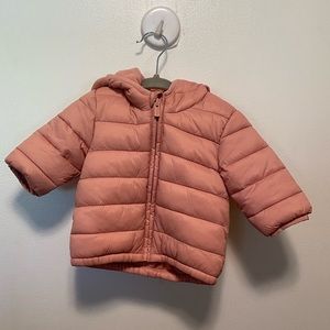 Old Navy blush pink puffer jacket / coat 3-6 mo